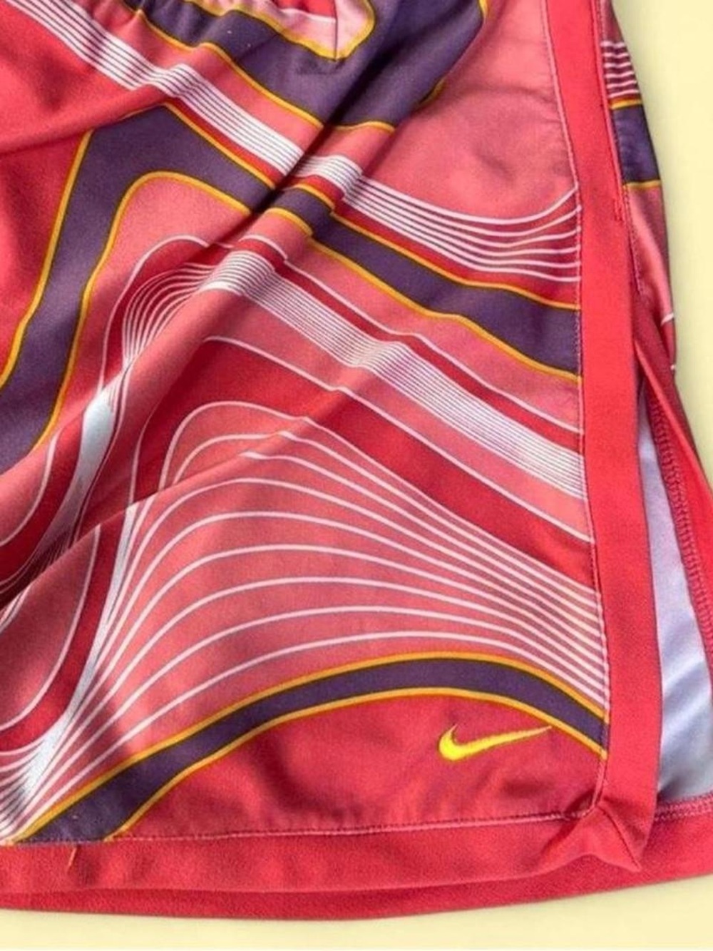 Nike Women's Pink & Purple Patterned Skort with Gold Accents